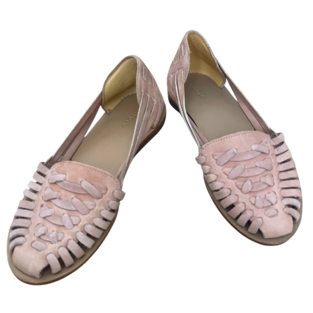 Nisolo Pink Woven Leather Cutout Sandals